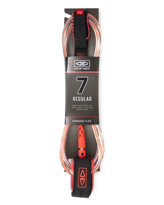 O&E Diamond Flex Regular 7'0" Moulded Leash (5 Colours)