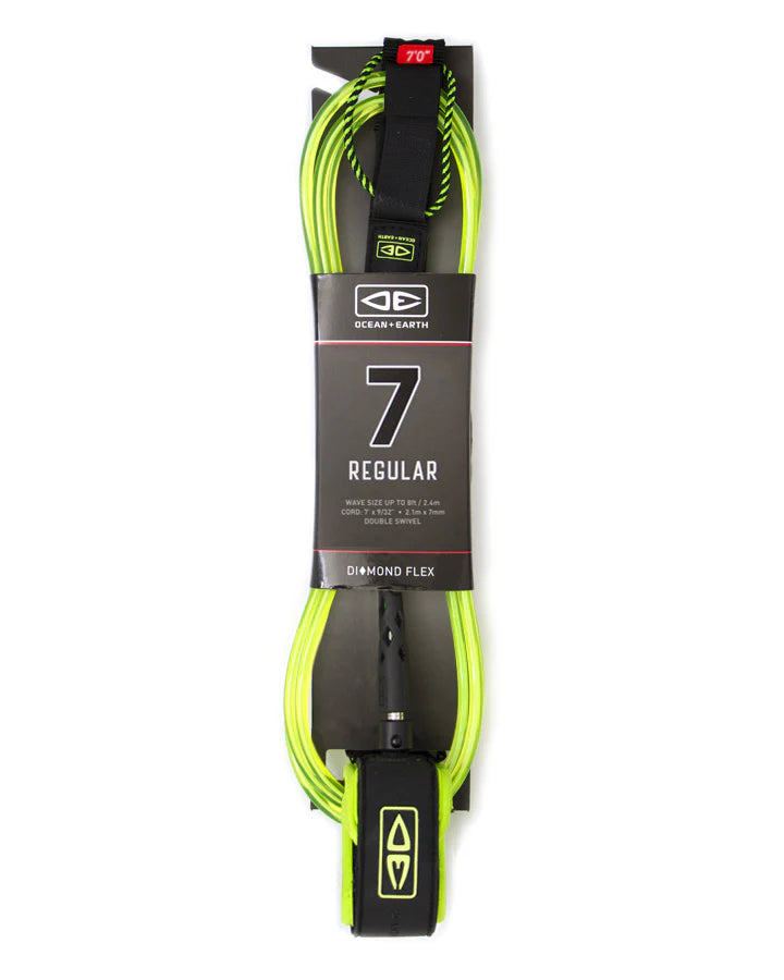 O&E Diamond Flex Regular 7'0" Moulded Leash (5 Colours)