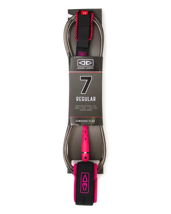 O&E Diamond Flex Regular 7'0" Moulded Leash (5 Colours)