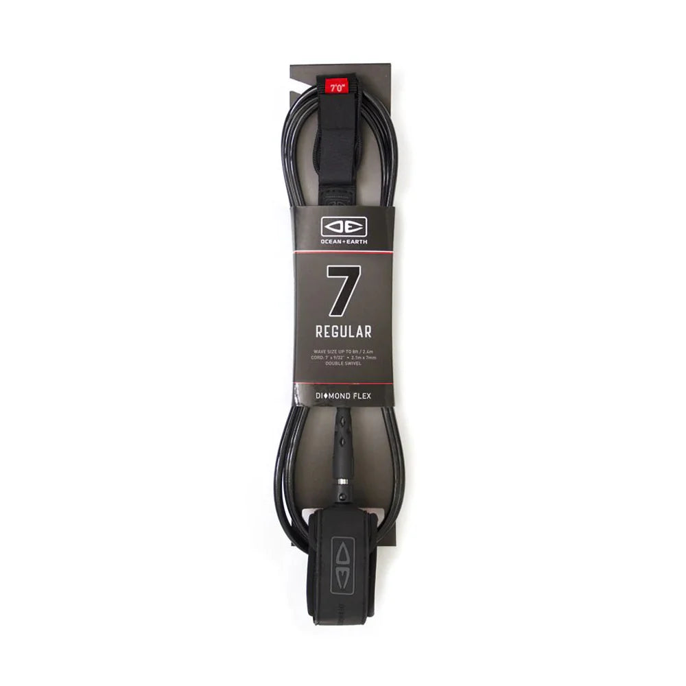 O&E Diamond Flex Regular 7'0" Moulded Leash (5 Colours)